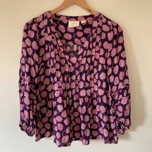 Maeve Anthropologie Purple Long Sleeve Blouse Purple Extra Small Boho